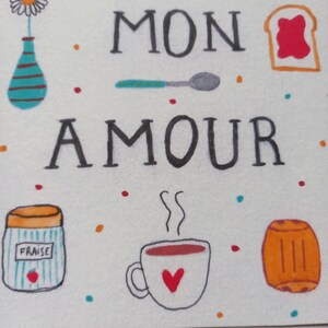 Cartão de amor - cartão bonjour mon amour - francês - cartão de café da manhã - cartão de aniversário - esposa - cartão de dia dos namorados - parceiro - amor - dia dos namorados imagem 3