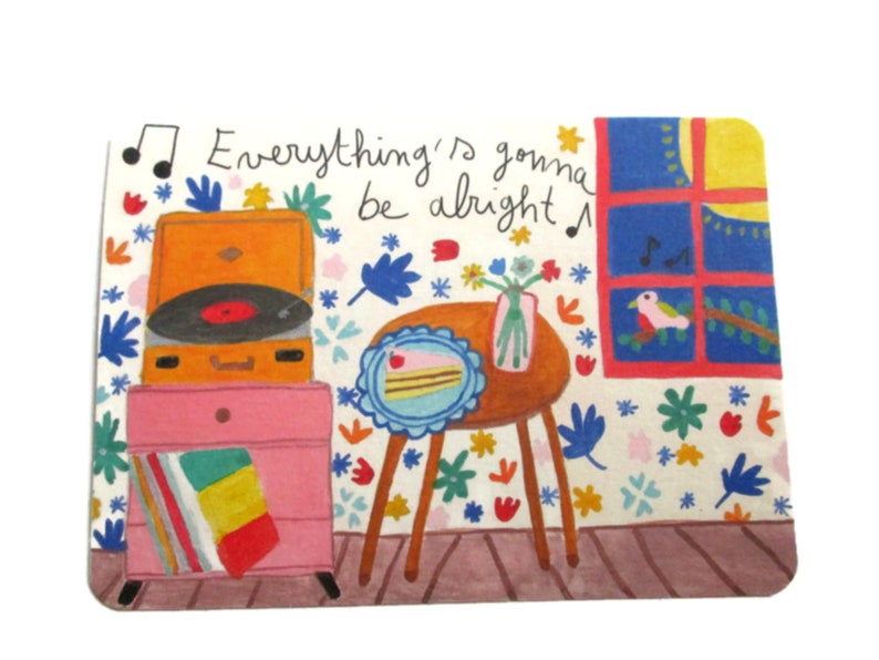 Carte every things gonna be alright - carte réconfort - carte musique - message positif - ca va aller - encouragement - carte a message image 1