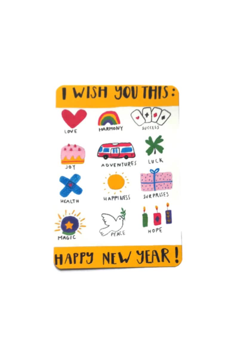 Carte I whish you this, carte de voeux, carte bonne année, message positif, carte colorée, carte message image 1