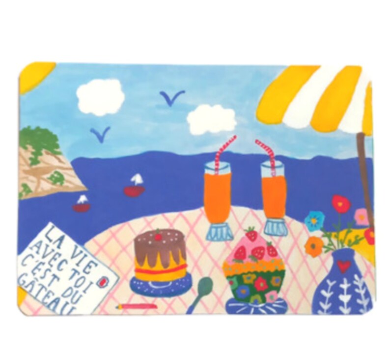 Carte La vie avec toi c'est du gâteau - carte amour - carte gâteau - message positif - plage - saint valentin - carte a message image 2
