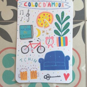 Carte colocataire - carte ami - carte colorée - carte meilleur coloc - carte coloc d'amour - meilleure amie - fin de coloc carte een bericht afbeelding 5
