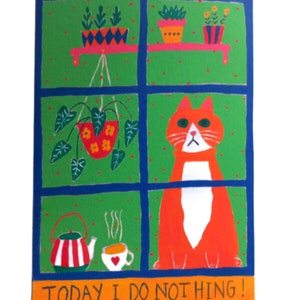Carte today I do nothing - carte chat - carte positive - carte retraite - message positif - meilleure amie - carte a message image 2