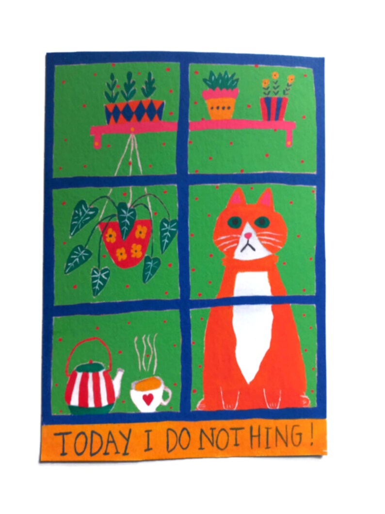 Carte today I do nothing - carte chat - carte positive - carte retraite - message positif - meilleure amie - carte a message image 2