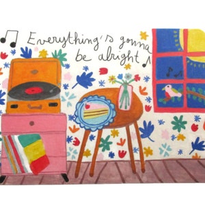 Carte every things gonna be alright - carte réconfort - carte musique - message positif - ca va aller - encouragement - carte a message image 2