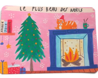Le plus beau des Noëls, Carte de Noël, Carte Chat, Carte de Vœux, Fête, Joyeux Noël, Célébration,