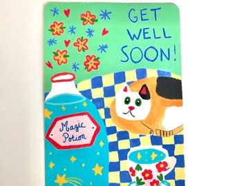 Carte get well soon - carte réconfort - carte bon rétablissement - message positif - ca va aller - encouragement - carte a message