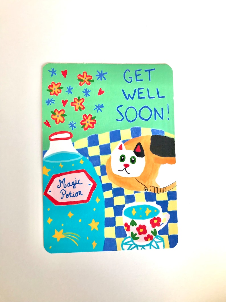 Carte get well soon - carte réconfort - carte bon rétablissement - message positif - ca va aller - encouragement - carte a message image 1