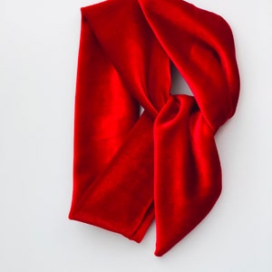 May include: A red velvet headband with a knotted design. The headband is made of soft, plush velvet and is perfect for adding a touch of elegance to any outfit.