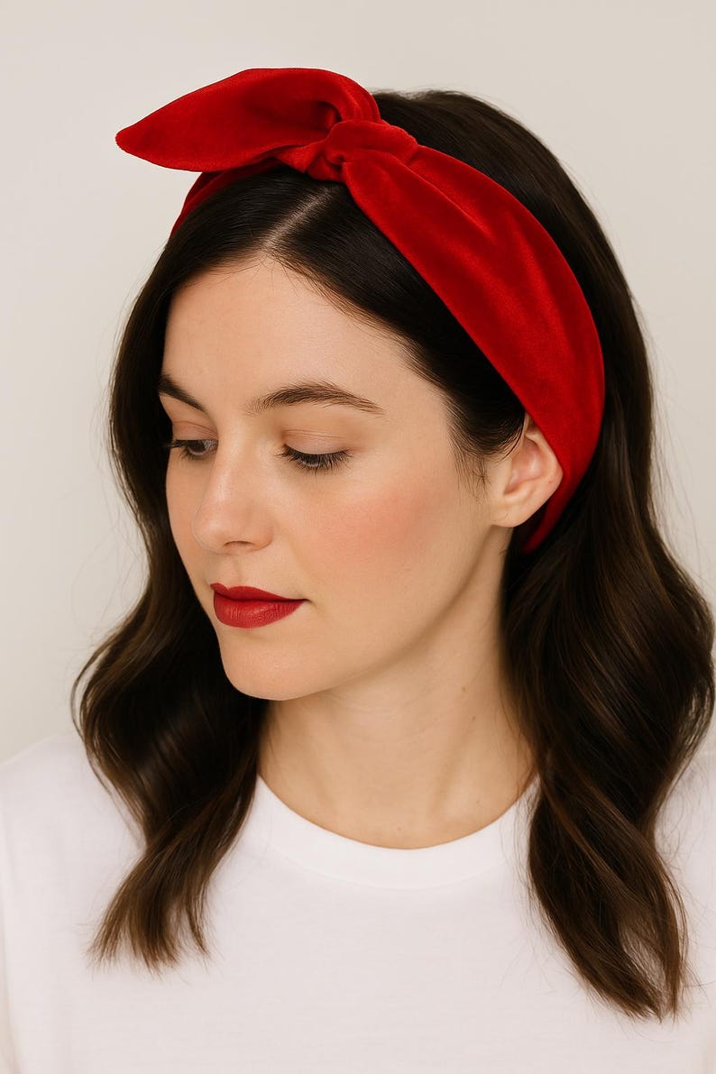 True Red Velvet wire Tie Band image 1