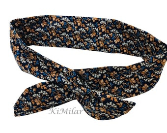 Wire Tie Headband, Rockabilly Pin up, Print Bow Wire Headband, Wire Headband, Rockabilly Fabric Head Band