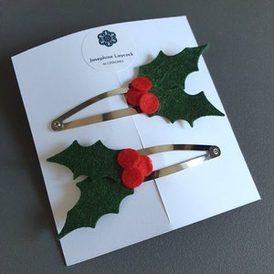 Christmas hair clips Christmas hair accessories Christmas hair bows stocking filler girls hair clips hair accessories holly hair clips