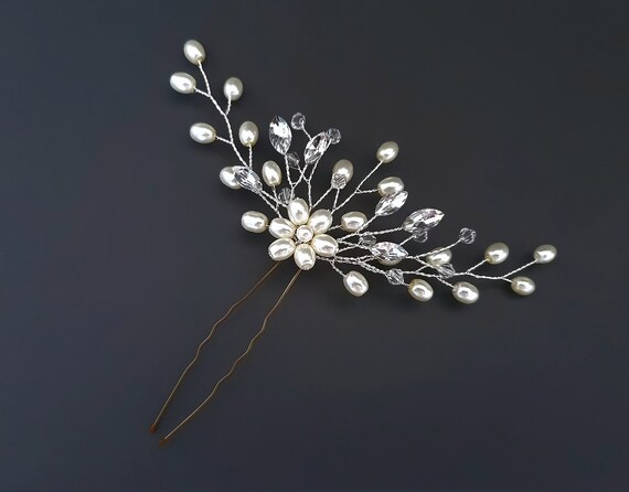 12-teiliger Braut-Haarschmuck – Silberfarbene Blumen Mit Perlen & Strass, Für Hochzeit & Ball