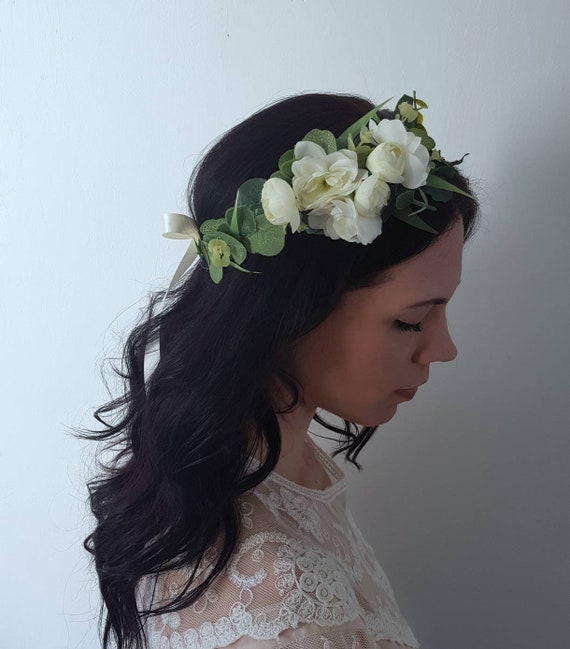 Handmade Bridal Flower Crown in Pink Floral Halo Headpiece Wedding Festivals Photo Props