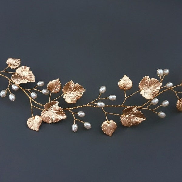 Gold hair vine bridal hair piece leaf headband gold leaf headband bridal hair accessories grecian headband bridesmaid hair accessories