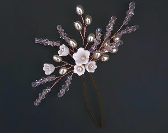 Bridal hair pin wedding hair accessories flower hair pin gold hair pin bridal hair piece wedding hair pins wedding hair jewellery