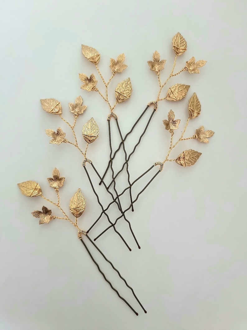 wedding hair pins bridal hair accessories gold hairvine bridesmaid hair pins leaf hair pins wedding hair accessories maple leaf image 6