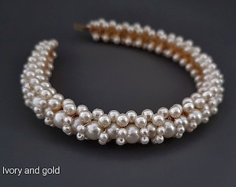 Tiara de pérolas feita à mão para noivas: acessório para cabelo de casamento