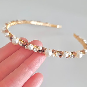 Goldperlen-Stirnband: Kristall Strass Hochzeit Haarschmuck