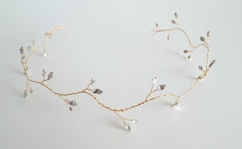 long hair vine Crystal bridal hair vine bridal headpiece gold hair vine wedding hairpiece hair circlet