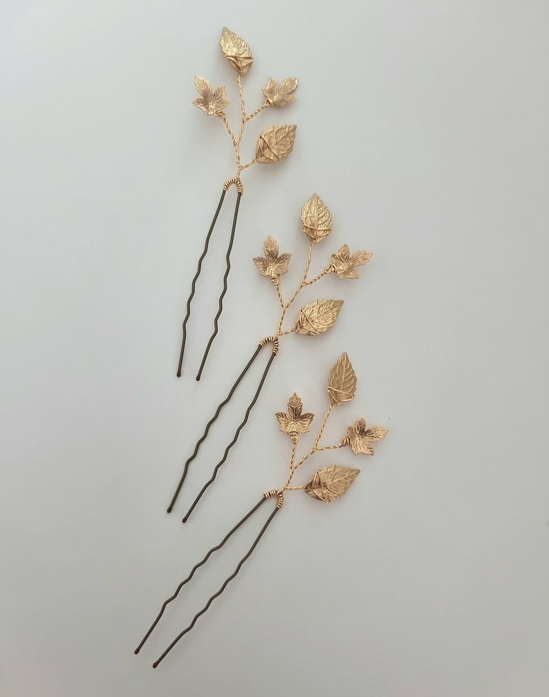 wedding hair pins bridal hair accessories gold hairvine bridesmaid hair pins leaf hair pins wedding hair accessories maple leaf image 8