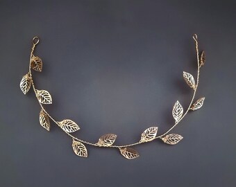 gold leaf headband, Grecian wedding hairpiece, rustic festival headdress