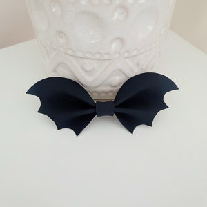 Large black bat hair bow leatherette bat bow Halloween hair accessories hair slide