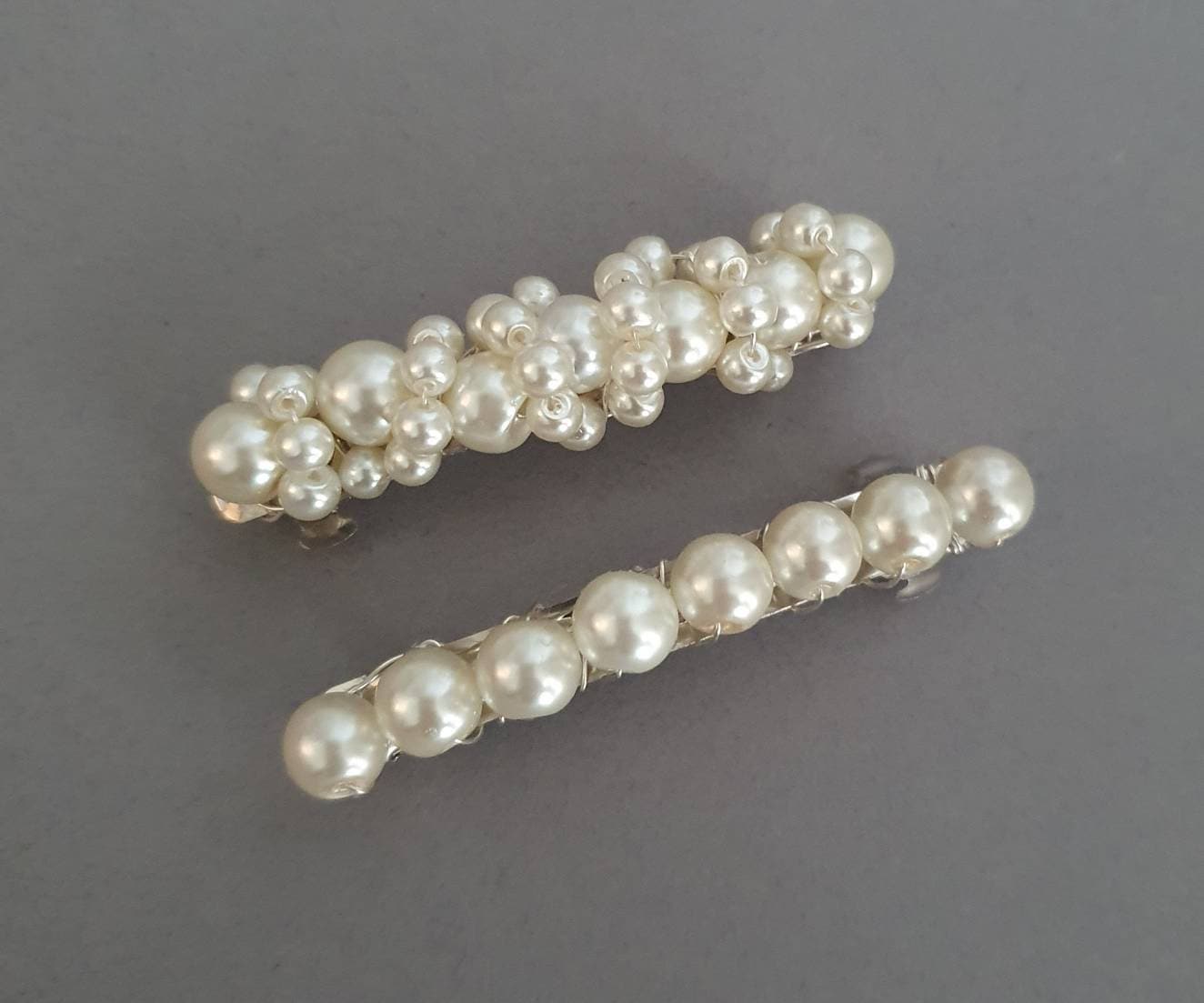 Set of 2 Pearl Hair Clips Pearl Barrettes Hair Slides - Etsy UK