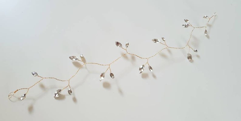 long hair vine Crystal bridal hair vine bridal headpiece gold hair vine wedding hairpiece hair circlet