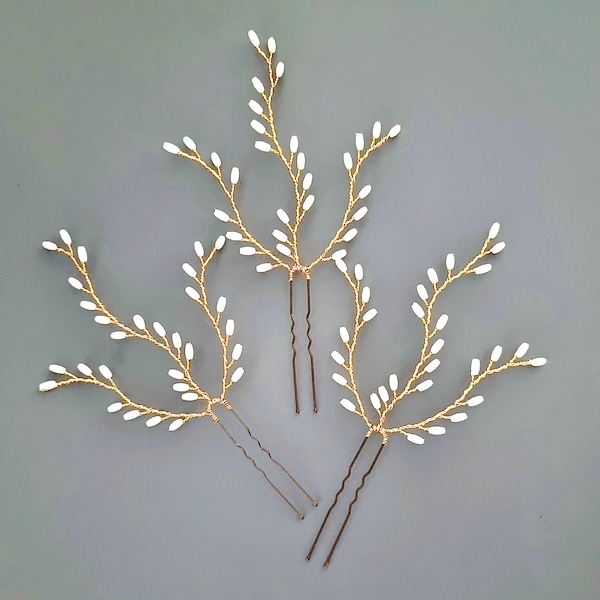 Bridal Pearl Hair Pins, Handmade Wedding Hair Accessories, hairpiece for bride