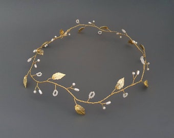 OLIVIE | vigne de cheveux de feuille | accessoires pour cheveux de mariée | morceau de cheveux de mariée | morceau de cheveux de mariage | bandeau de mariage | bande de cheveux en feuilles | mariée bohème