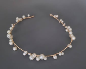 LUCY | Pearl headband | bridal headband | bridal hair vine | wedding headband | hair circlet | bridesmaid | wedding hair accessories