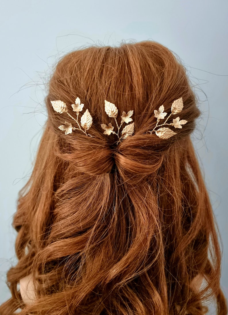 wedding hair pins bridal hair accessories gold hairvine bridesmaid hair pins leaf hair pins wedding hair accessories maple leaf image 5