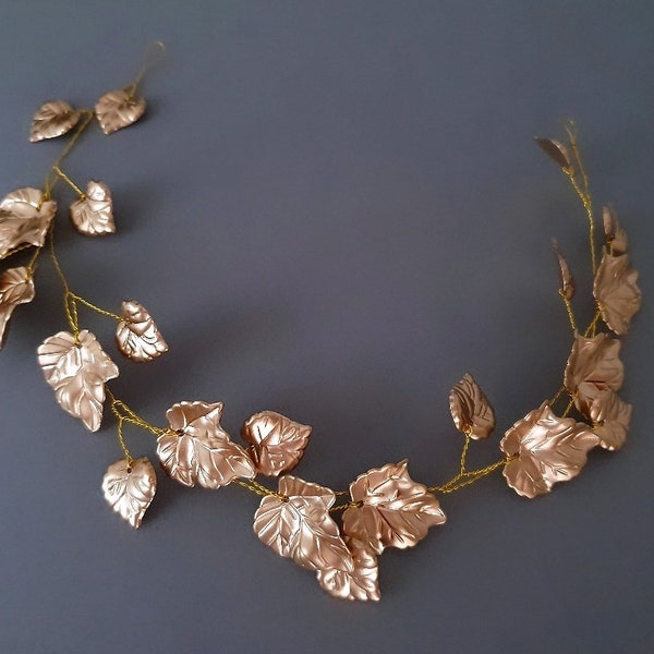 Gold leaf hair vine gold leaf headband wedding hair accessories bridal hair piece roman headdress grecian hair piece bridal hair accessories