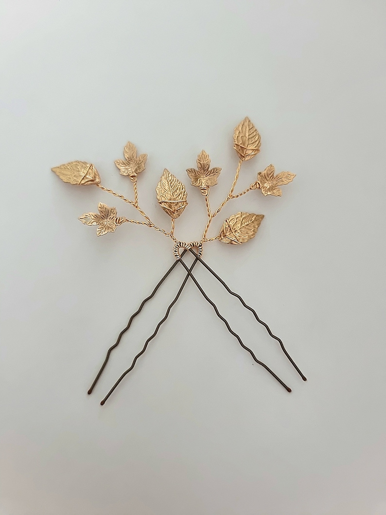 wedding hair pins bridal hair accessories gold hairvine bridesmaid hair pins leaf hair pins wedding hair accessories maple leaf image 9