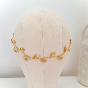 Diadema nupcial con hojas de oro, diadema de boda griega, diadema sencilla, halo
