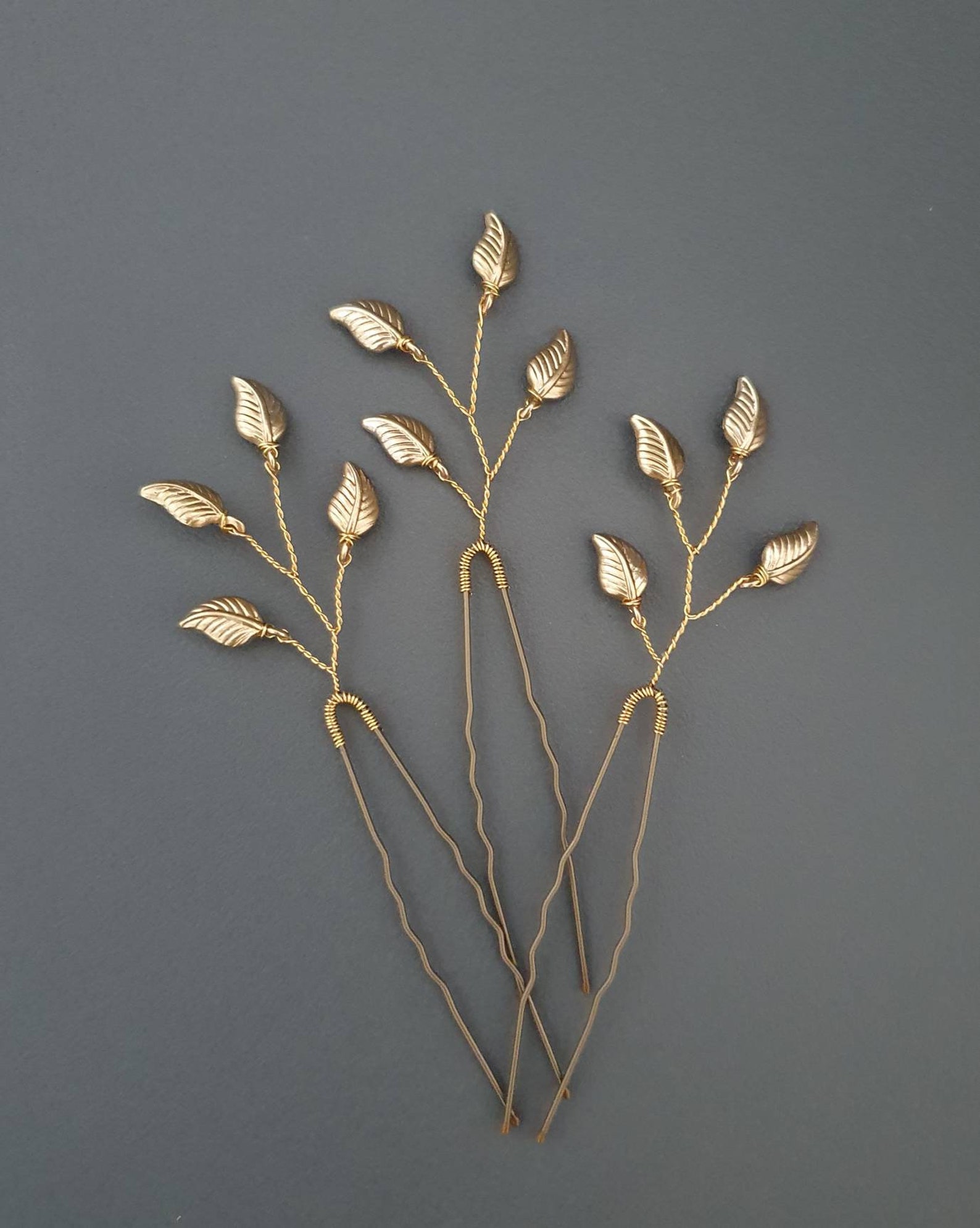 Set of Gold Leaf Hair Pins Silver Leaf Hair Pins Bridal Hair Etsy UK
