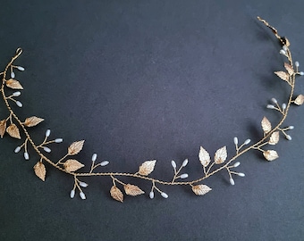 Bridal hair vine, wedding hair accessories, bridal hair piece, bridal hair accessories, gold leaf headband, gold hair vine, boho bridal hair