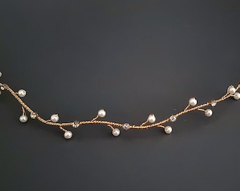 Pearl bridal hair vine, wedding hair accessories, simple bridal hair piece, wedding headband, crystal hair vine, bride, prom, tiara