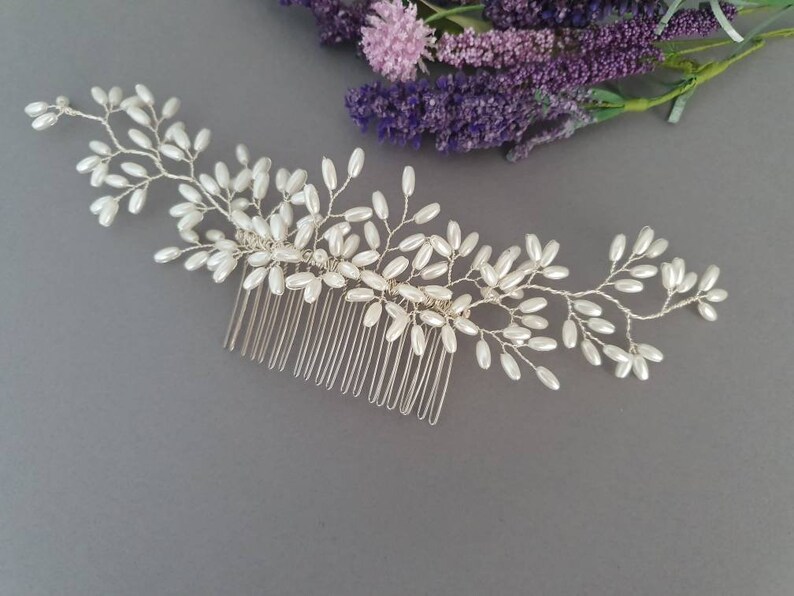 pearl hair comb bridal headpiece silver hair comb pearls gold hair comb bridal hair accessories Bridal hair comb wedding headpiece