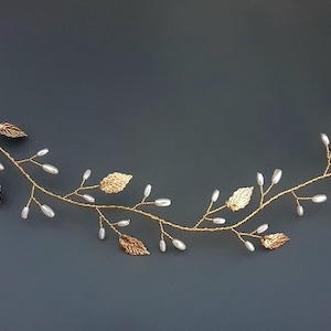 NOVA | hair vine | wedding hairpiece | bridal hair accessories | bridesmaid hair piece | gold leaf headband | wedding hair piece | hair band