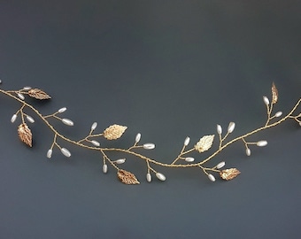 NOVA / enredadera para el cabello / postizo de boda / accesorios para el cabello de novia / pieza de cabello de dama de honor / diadema de hoja de oro / pieza de cabello de boda / banda para el cabello