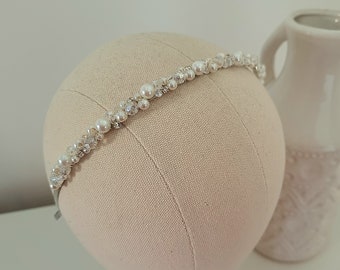 ISLA | faixa de cabeça de pérolas | faixa de cabeça de casamento | acessórios para cabelo de noiva | aplique de cabelo de noiva | faixa de cabelo de casamento | faixa de cabeça de contas | cristal