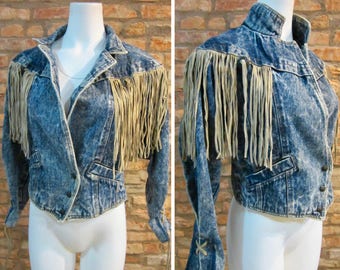 Vintage Denim Jacket Women Small Blue Jean Blazer 90s Grunge Etsy