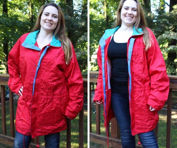 Vintage Windbreaker Large Eddie Bauer Gore Tex Jacket Long Red Etsy