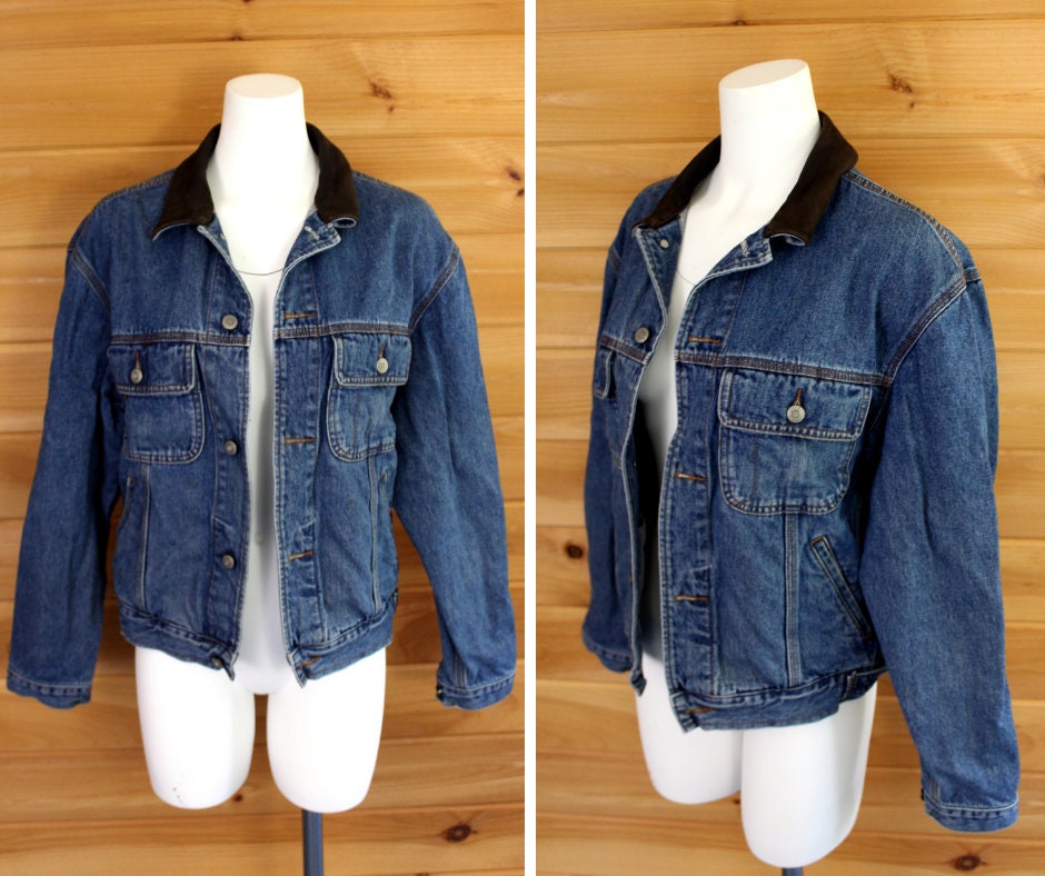 Vintage Denim Jacket Women Medium Wash 