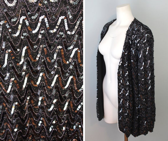 long black sparkly cardigan