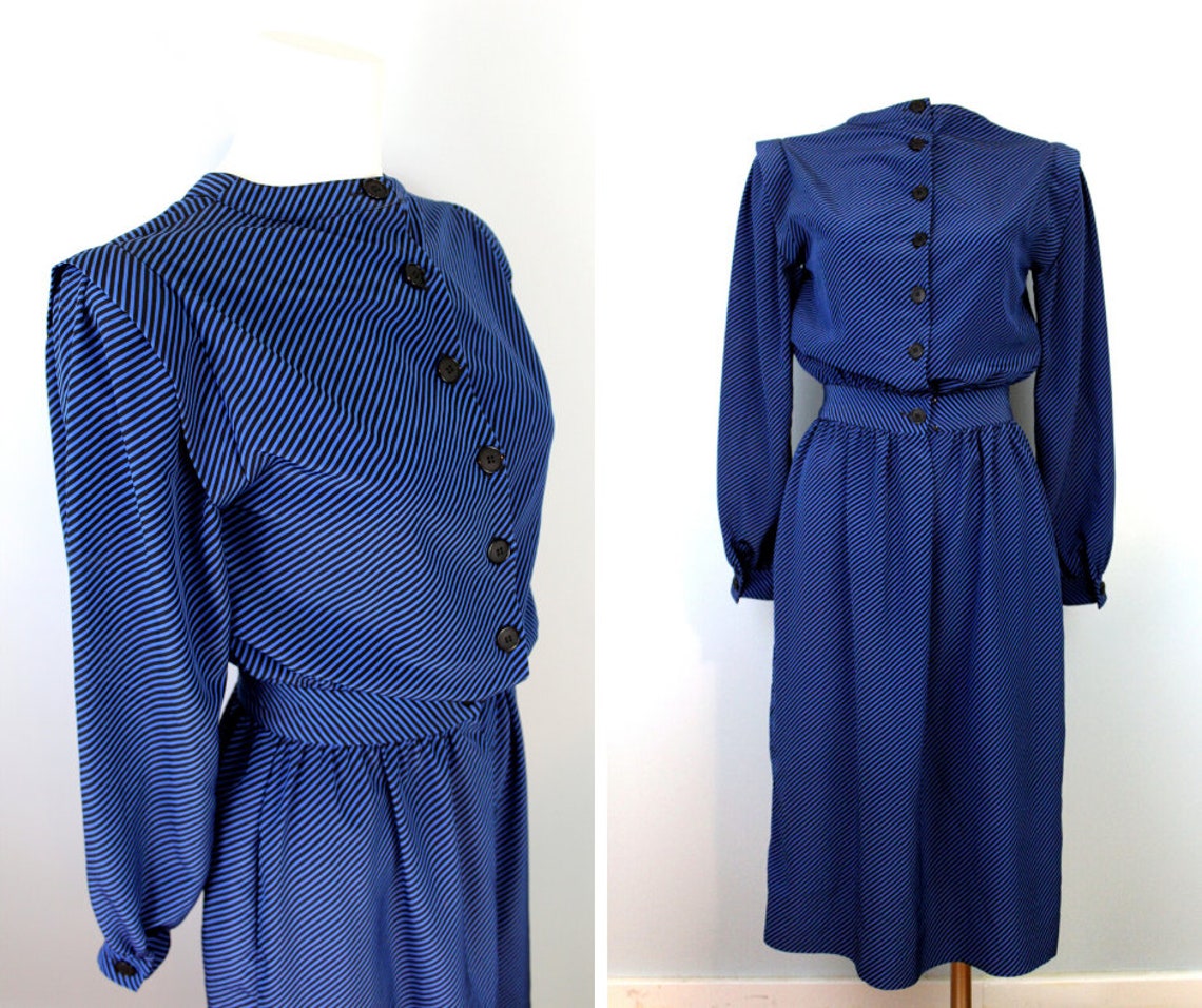 Vintage Albert Nipon Dress Executive Dress Dark Blue Striped | Etsy
