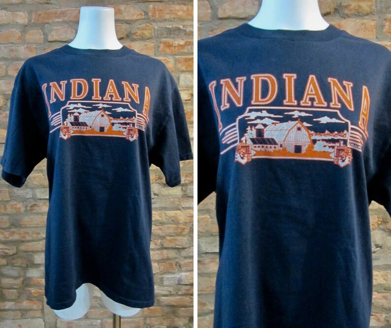 Indiana T Shirt Vintage T Shirt Large Hoosiers State Pride Etsy