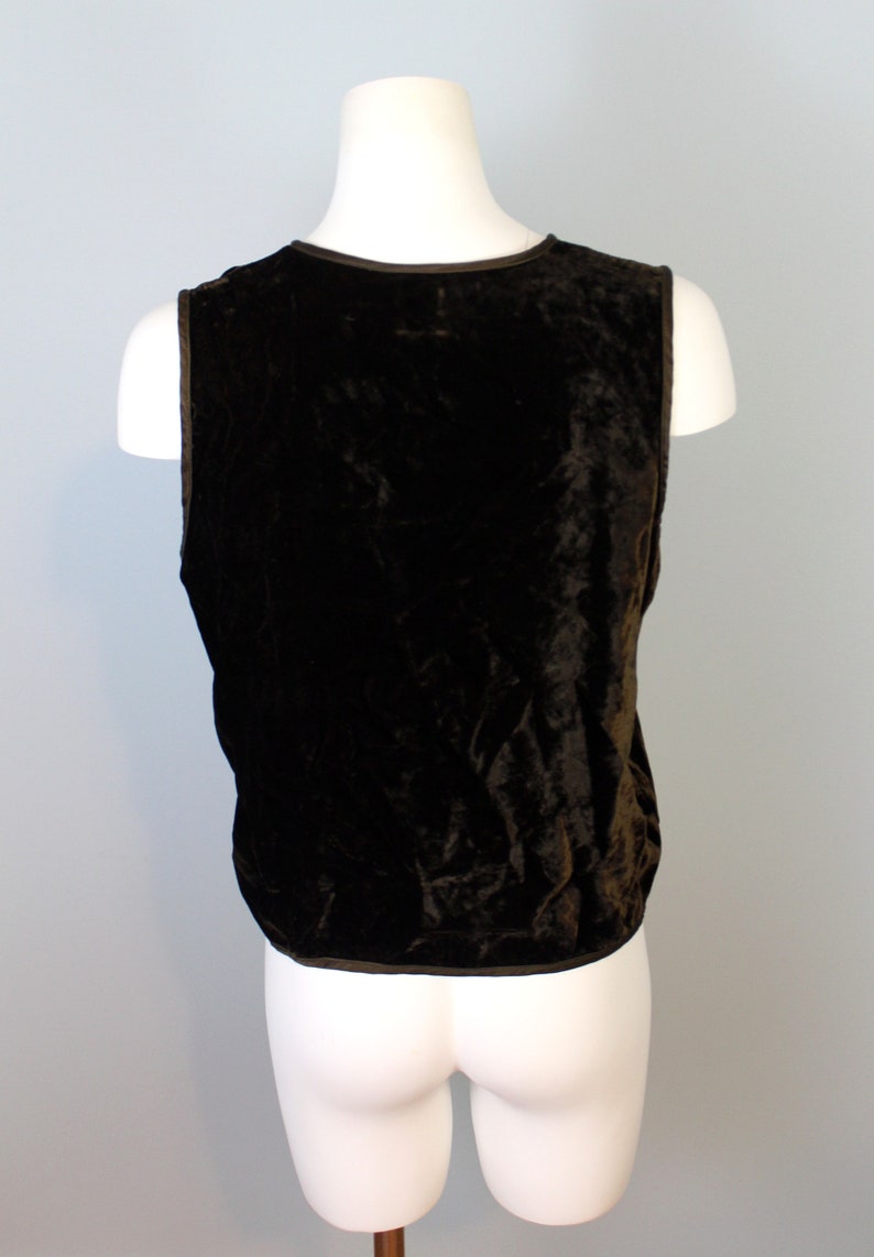 Brown Velvet Vest Vintage Velour Top Stretchy Vest Sleeveless Shirt V Neck Vest 80s 90s Clothing Boho Top For Layering Fuzzy Textured Top