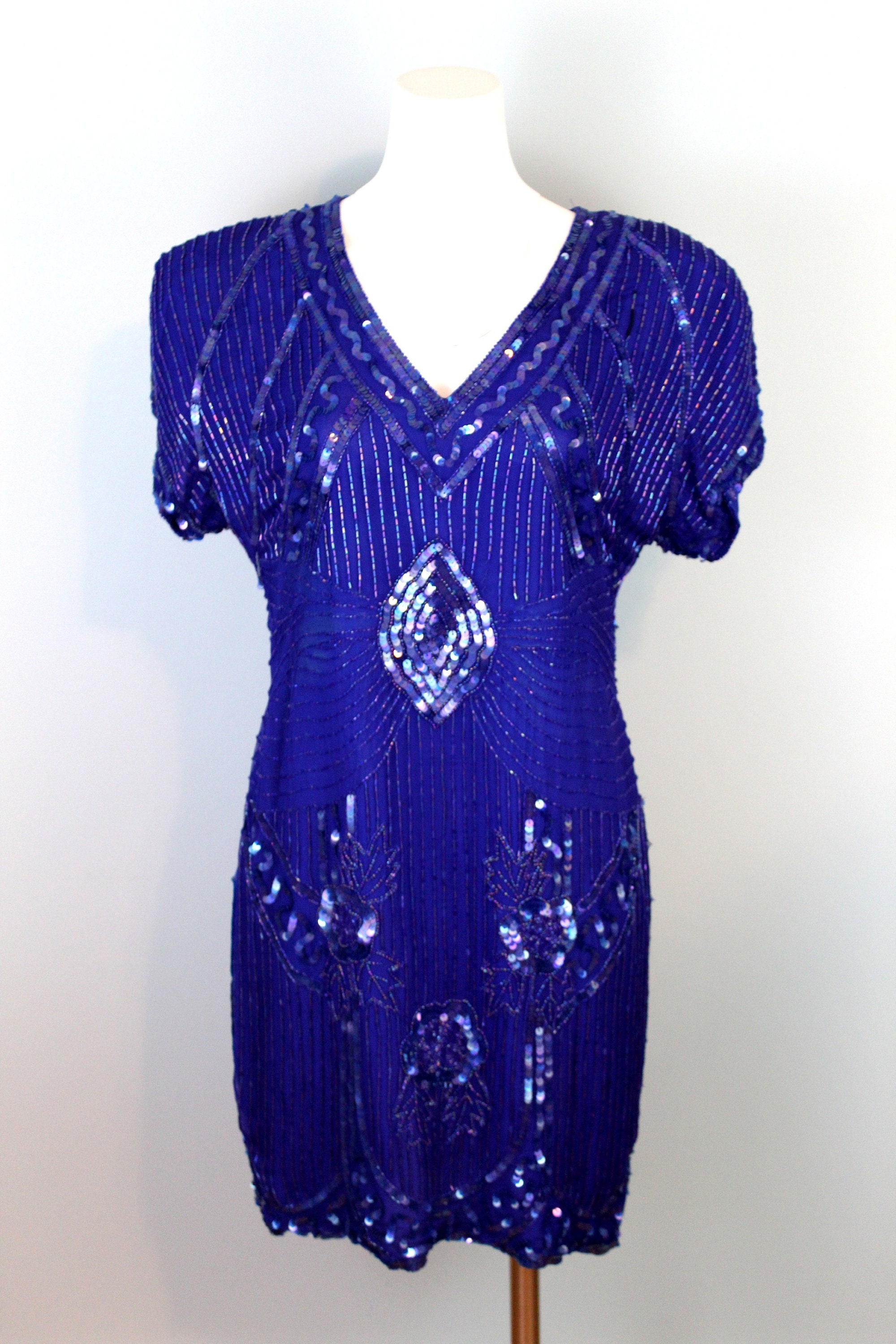 Stenay Sequin Dress Deep Blue Sequined Evening Dress Silk | Etsy